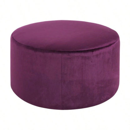 Velvet Round Ottoman, Purple