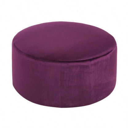 Velvet Round Ottoman, Purple