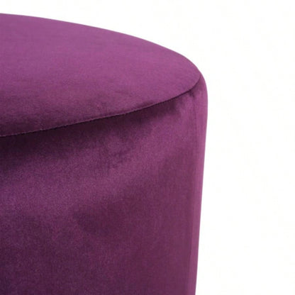 Velvet Round Ottoman, Purple