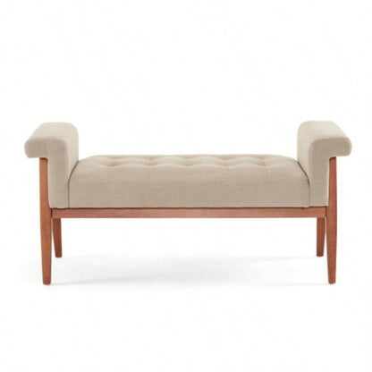 Elegant Beige Linen Tufted Ottoman: A Classic Comfort Statement