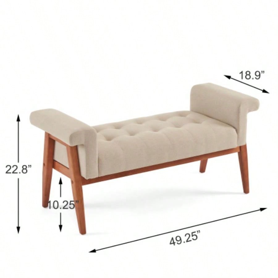 Elegant Beige Linen Tufted Ottoman: A Classic Comfort Statement