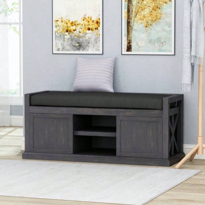 Storage with Acacia wood, Shoe with Padded Cushion, Entryway with 2 Doors Entryway, Living Room, Bedroom