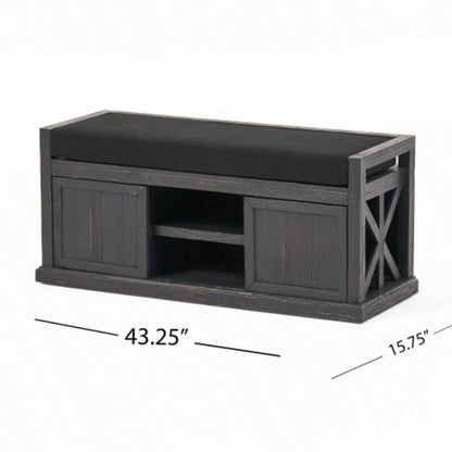 Storage with Acacia wood, Shoe with Padded Cushion, Entryway with 2 Doors Entryway, Living Room, Bedroom