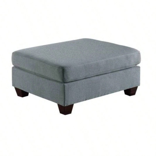 Living Room Furniture Cocktail Ottoman Linen Like Fabric 1pc Plush Ottoman Wooden