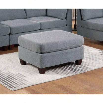 Living Room Furniture Cocktail Ottoman Linen Like Fabric 1pc Plush Ottoman Wooden