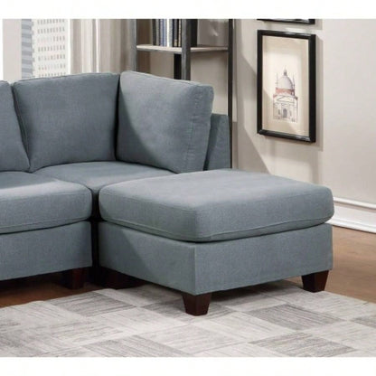 Living Room Furniture Cocktail Ottoman Linen Like Fabric 1pc Plush Ottoman Wooden