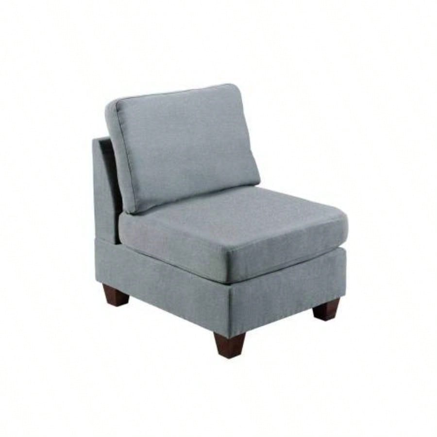 Living Room Furniture Cocktail Ottoman Linen Like Fabric 1pc Plush Ottoman Wooden