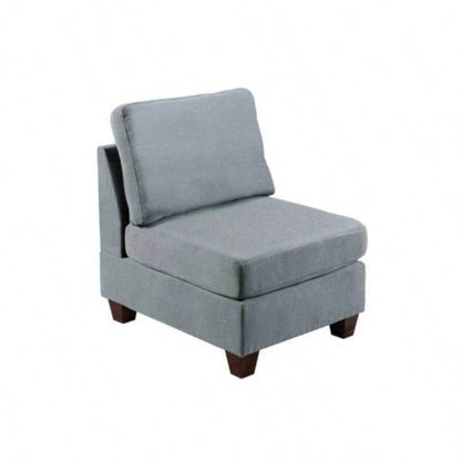 Living Room Furniture Cocktail Ottoman Linen Like Fabric 1pc Plush Ottoman Wooden