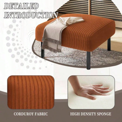 UNITED WE WIN Small Ottoman Footstool with, Corduroy Fabric Ottoman Foot Stool with Soft Padded, Square Footstool Footstool Living Room