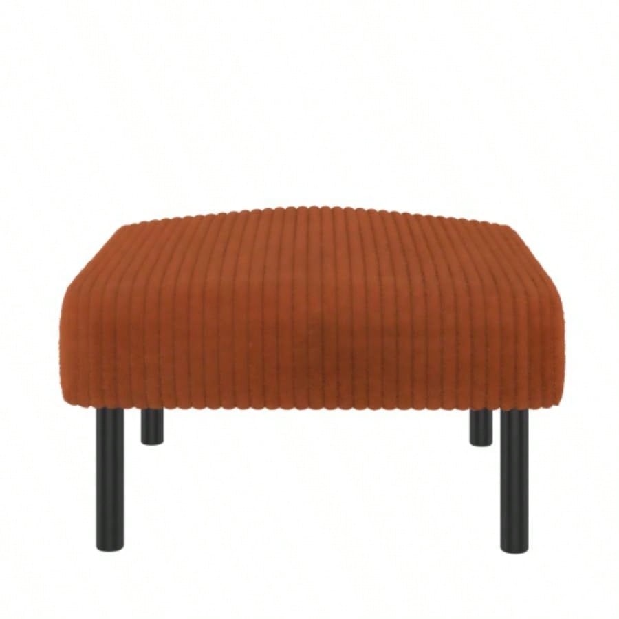 UNITED WE WIN Small Ottoman Footstool with, Corduroy Fabric Ottoman Foot Stool with Soft Padded, Square Footstool Footstool Living Room