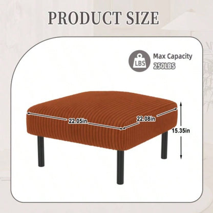 UNITED WE WIN Small Ottoman Footstool with, Corduroy Fabric Ottoman Foot Stool with Soft Padded, Square Footstool Footstool Living Room