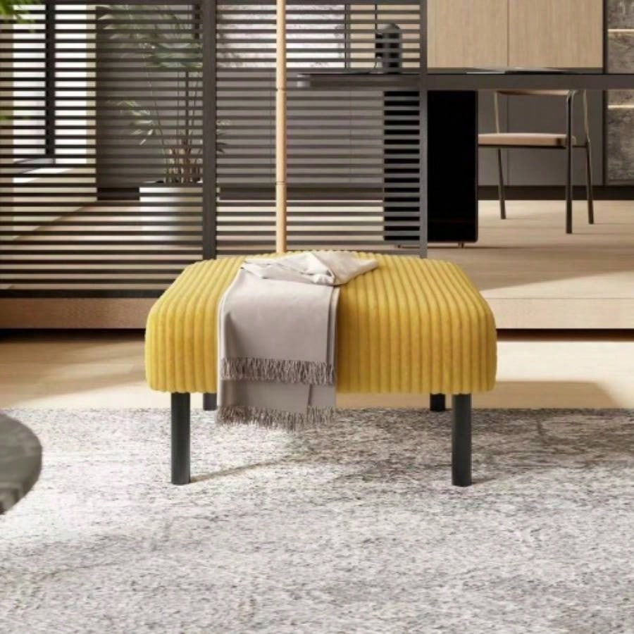 UNITED WE WIN Small Ottoman Footstool with, Corduroy Fabric Ottoman Foot Stool with Soft Padded, Square Footstool Footstool Living Room