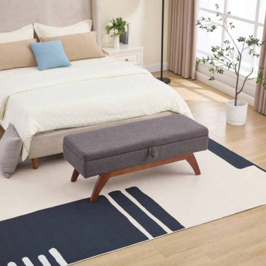 COOLMORE Teddy wool fabric, solid wood feet solid weighing, and bed end stool with storage function