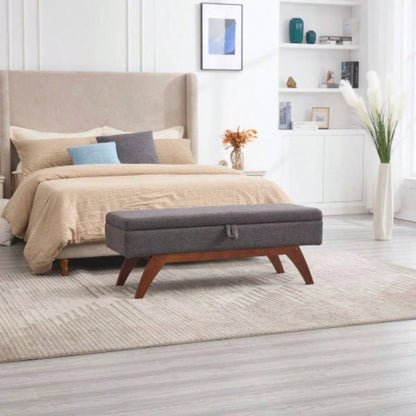 COOLMORE Teddy wool fabric, solid wood feet solid weighing, and bed end stool with storage function