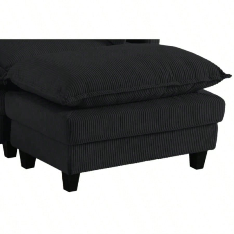 Modular Sectional Sofa, Deep Couch Living Room, Modern L - Shaped Sofa Living Room Bedroom Apartment, BLACK