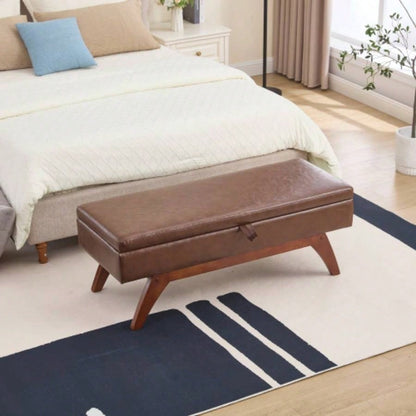 COOLMORE Teddy wool fabric, solid wood feet solid weighing, and bed end stool with storage function
