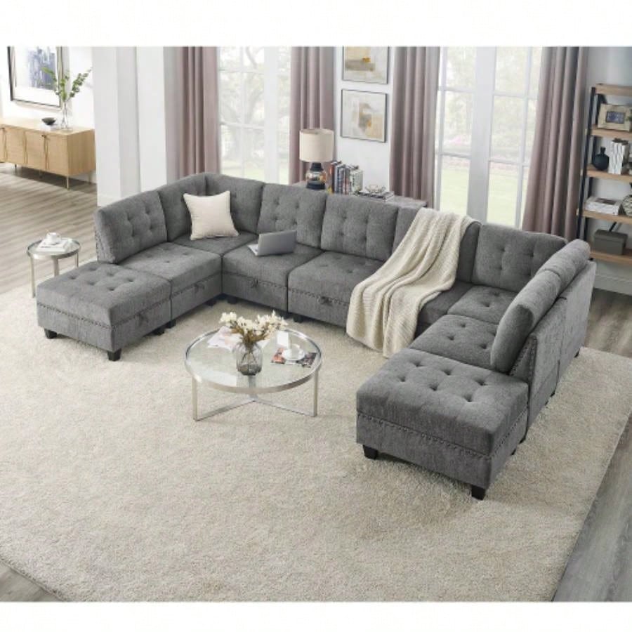 Ottoman Sofa Modular Sectional, Chenille