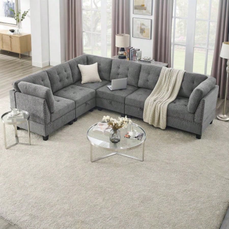 Ottoman Sofa Modular Sectional, Chenille