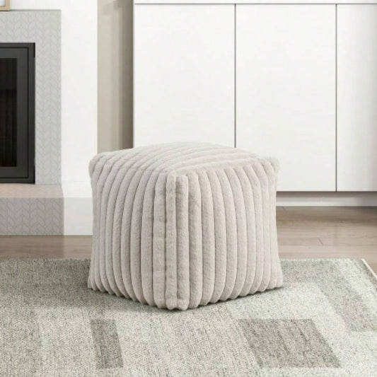 Square Pouf Plush Corduroy Fabric Upholstery Modern Ottoman, Footstool, Non - Slip Floor Pouf, Bean Bag Chair, 1pc Sitting Pouf