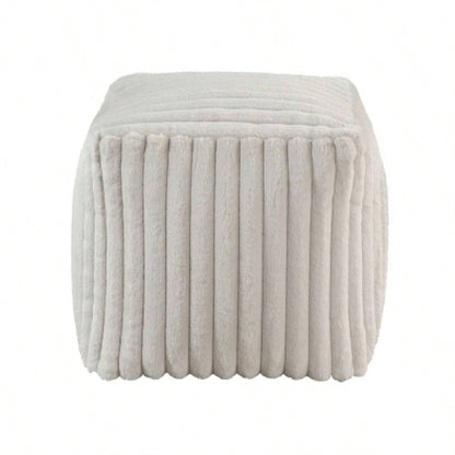 Square Pouf Plush Corduroy Fabric Upholstery Modern Ottoman, Footstool, Non - Slip Floor Pouf, Bean Bag Chair, 1pc Sitting Pouf