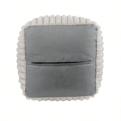 Square Pouf Plush Corduroy Fabric Upholstery Modern Ottoman, Footstool, Non - Slip Floor Pouf, Bean Bag Chair, 1pc Sitting Pouf