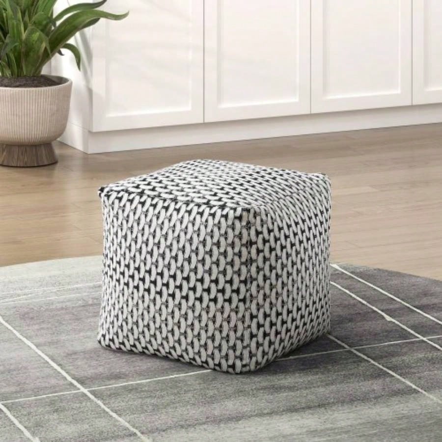 Square Pouf Plush Corduroy Fabric Upholstery Modern Ottoman, Footstool, Non - Slip Floor Pouf, Bean Bag Chair, 1pc Sitting Pouf