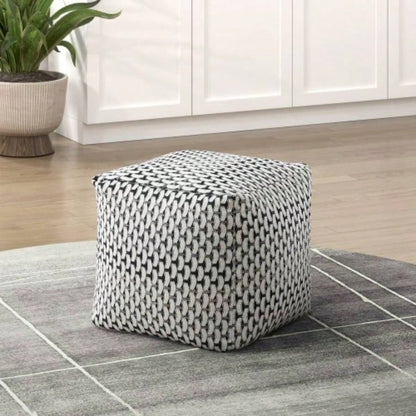 Square Pouf Plush Corduroy Fabric Upholstery Modern Ottoman, Footstool, Non - Slip Floor Pouf, Bean Bag Chair, 1pc Sitting Pouf