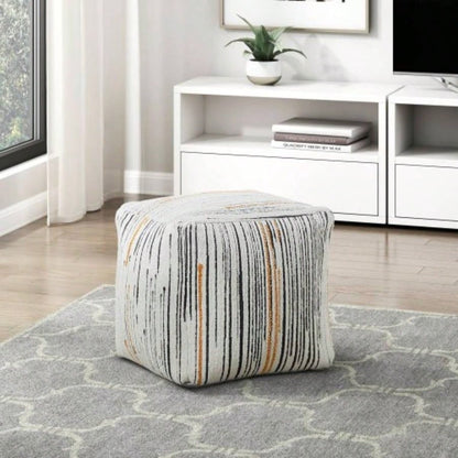 Square Pouf Plush Corduroy Fabric Upholstery Modern Ottoman, Footstool, Non - Slip Floor Pouf, Bean Bag Chair, 1pc Sitting Pouf