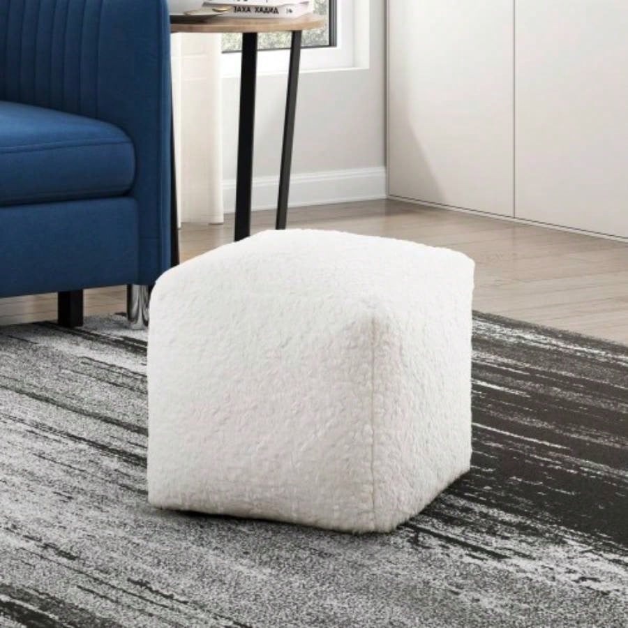 Square Pouf Plush Corduroy Fabric Upholstery Modern Ottoman, Footstool, Non - Slip Floor Pouf, Bean Bag Chair, 1pc Sitting Pouf