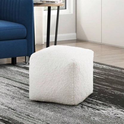 Square Pouf Plush Corduroy Fabric Upholstery Modern Ottoman, Footstool, Non - Slip Floor Pouf, Bean Bag Chair, 1pc Sitting Pouf
