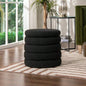 19 Oversized Round Storage Ottoman, Ebony Black Boucle
