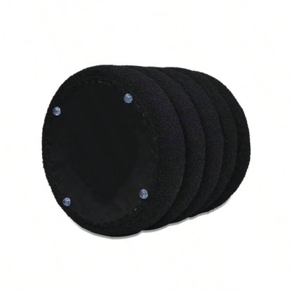 19 Oversized Round Storage Ottoman, Ebony Black Boucle