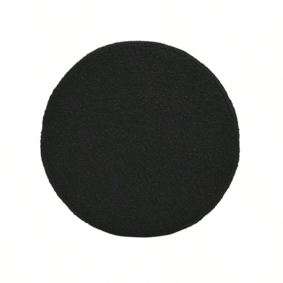 19 Oversized Round Storage Ottoman, Ebony Black Boucle