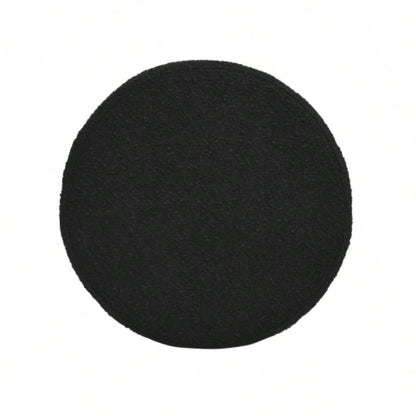 19 Oversized Round Storage Ottoman, Ebony Black Boucle