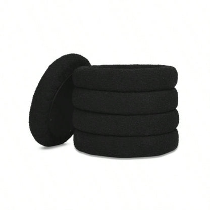 19 Oversized Round Storage Ottoman, Ebony Black Boucle