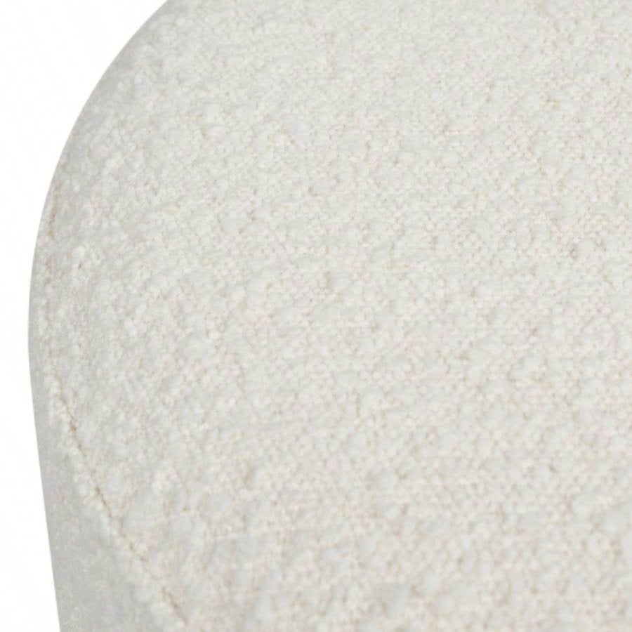 19 Oversized Round Storage Ottoman, Ivory White Boucle