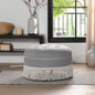 Yolanda 24 Round Upholstered Accent Ottoman, Peach Orange Velvet with Gold Trim