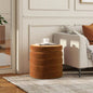 19 Oversized Round Storage Ottoman, Ivory White Boucle