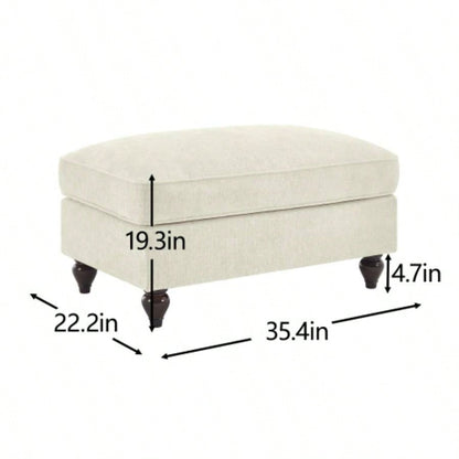 Ottoman Chenille - Beige+White