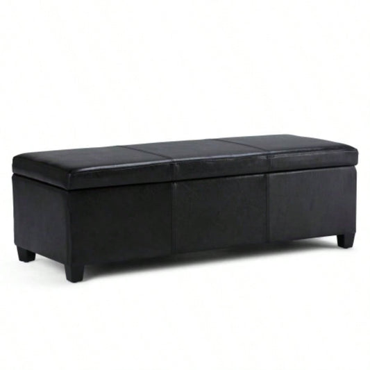 Avalon - Storage Ottoman - Midnight Black