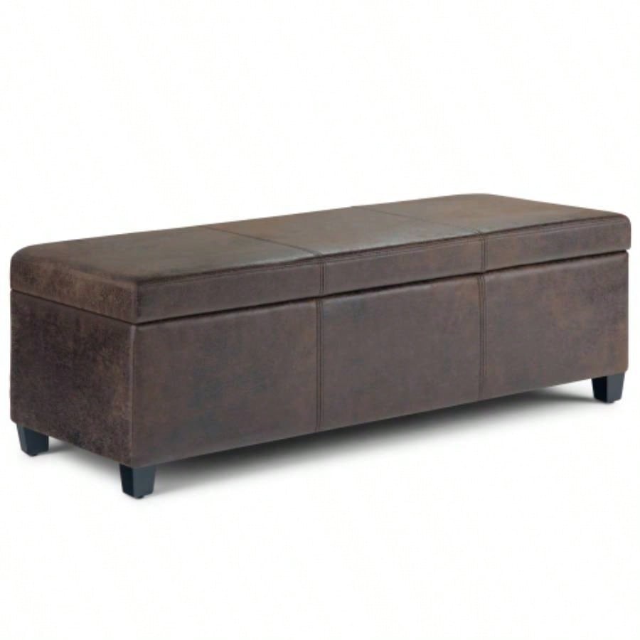 Avalon - Storage Ottoman - Distressed Brown