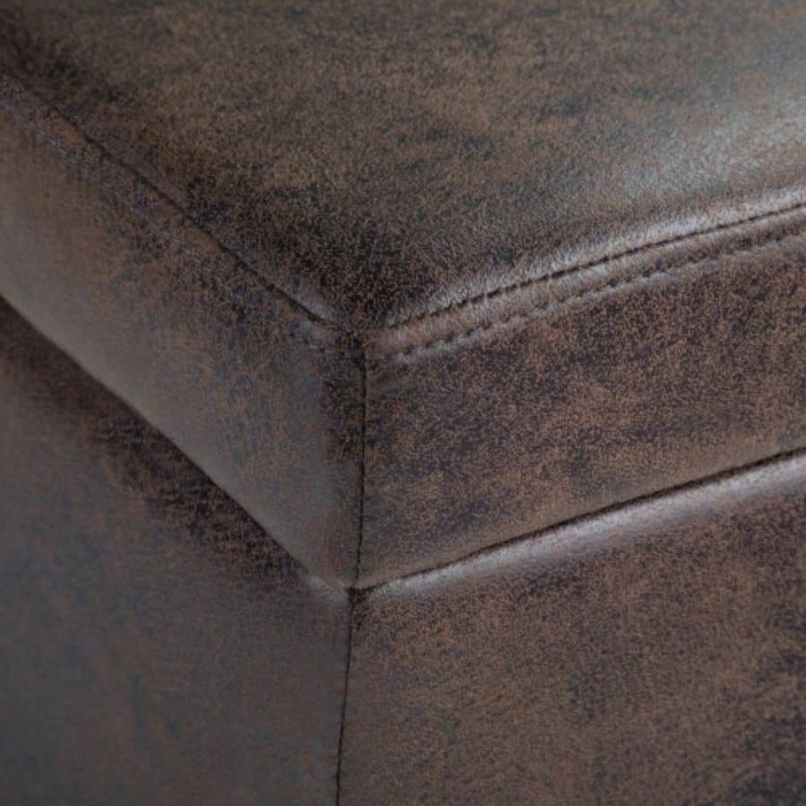 Avalon - Storage Ottoman - Distressed Brown