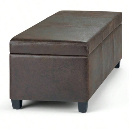 Avalon - Storage Ottoman - Distressed Brown