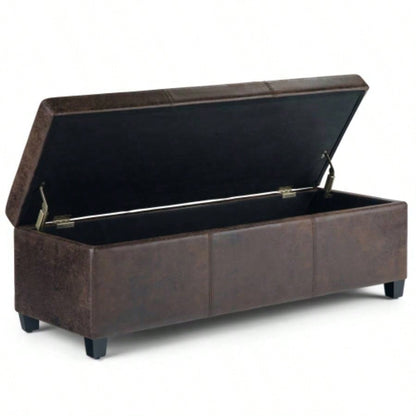 Avalon - Storage Ottoman - Distressed Brown