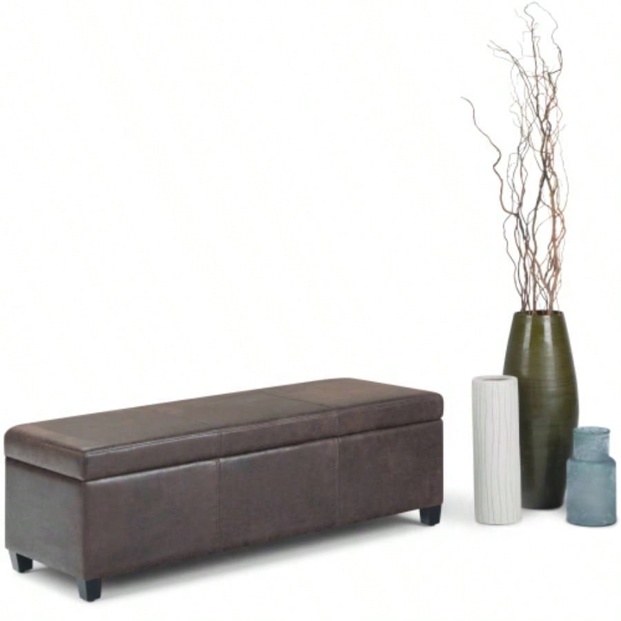 Avalon - Storage Ottoman - Distressed Brown