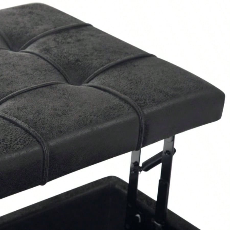 Harrison - Coffee Table Storage Ottoman - Distressed Black