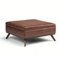 Owen - Square Coffee Table Storage Ottoman - Distressed Brown