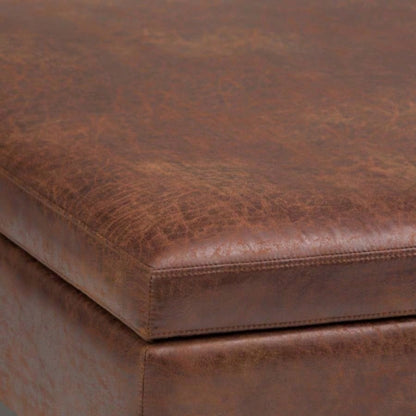 Owen - Square Coffee Table Storage Ottoman - Distressed Brown