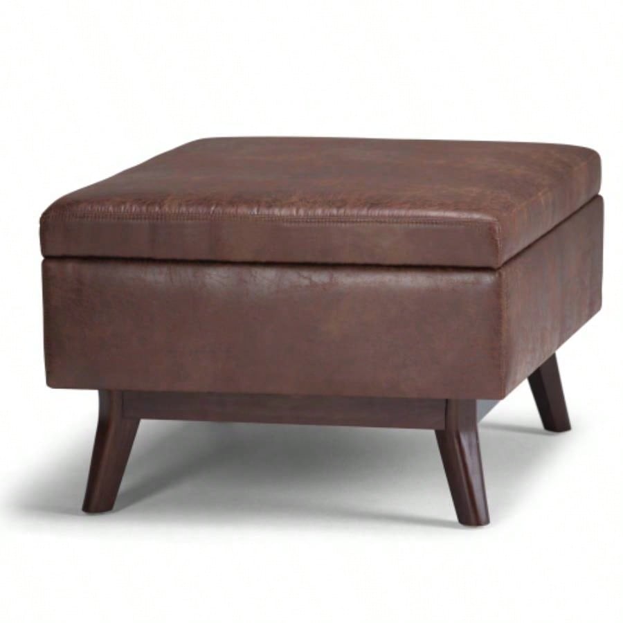 Owen - Coffee Table Storage Ottoman - Distressed Brown