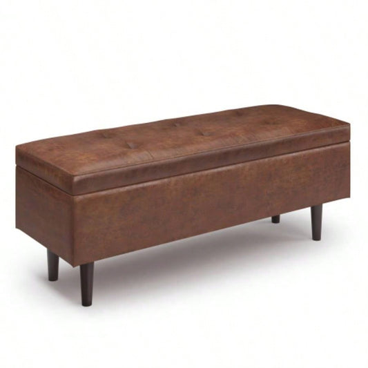 Shay - Mid Rectangular Storage Ottoman - Distressed Brown